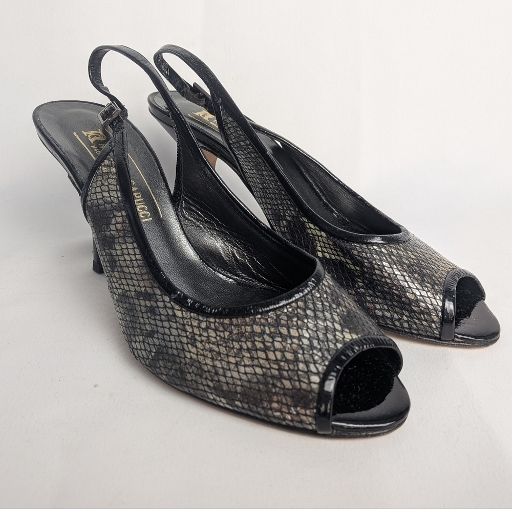 ROBERTO CAPUCCI Women Heel Sandals Formal Style Leather Size 8 Made In Italy